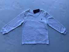NWOT Polo Ralph Lauren White Boys Cotton V Neck Jersey Long Sleeve Tee 5 yoc0721