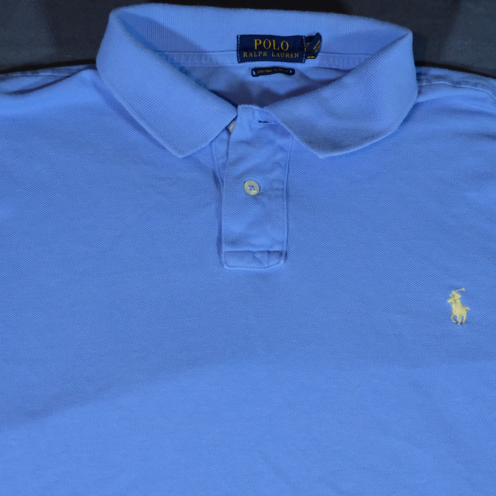 Polo Ralph Lauren Shirt Mens XXL Blue Custom Slim Fit Yellow Pony Pique Preppy thumbnail 5