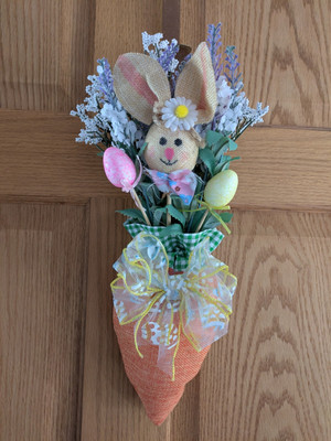 Easter door hanging handmade bunny carrot eggs door decor floral wreath