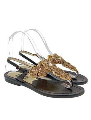 ENZO ROMA Flip Flop Sandalen Damen Sandalen Gr. DE 36 goldfarben Elegant