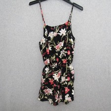 Womens Teen Black Jumpsuit Round Neck Sleeveless Summer Casual Preppy Chic Sz S