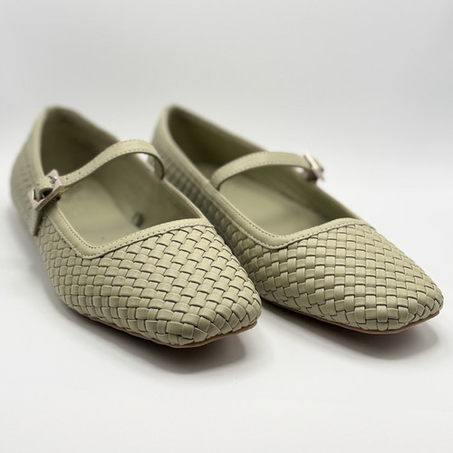 Vince Camuto Women’s Green Woven Mary Jane Flats Square Toe Buckle 7.5M