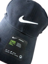 Nike Black Baseball Cap with White Swoosh Logo, One Size, Unisex Adults, NEW