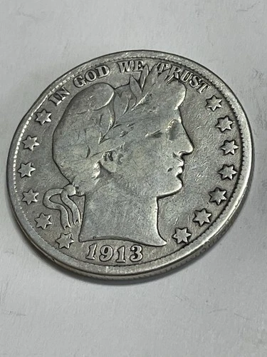 1913 D Barber Silver Half Dollar Very Good