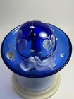 Fenton Cobalt Bye Bye Butterfly Hand Painted Hat with Stand