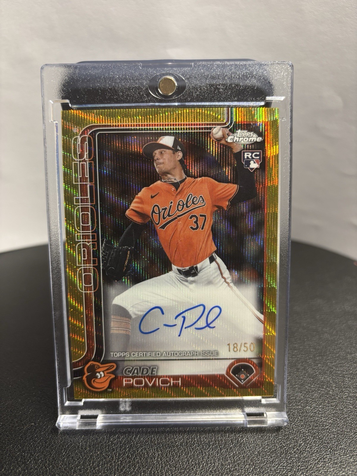 2025 Topps Chrome Cade Povich RC Auto Gold Wave Refractor /50 Orioles