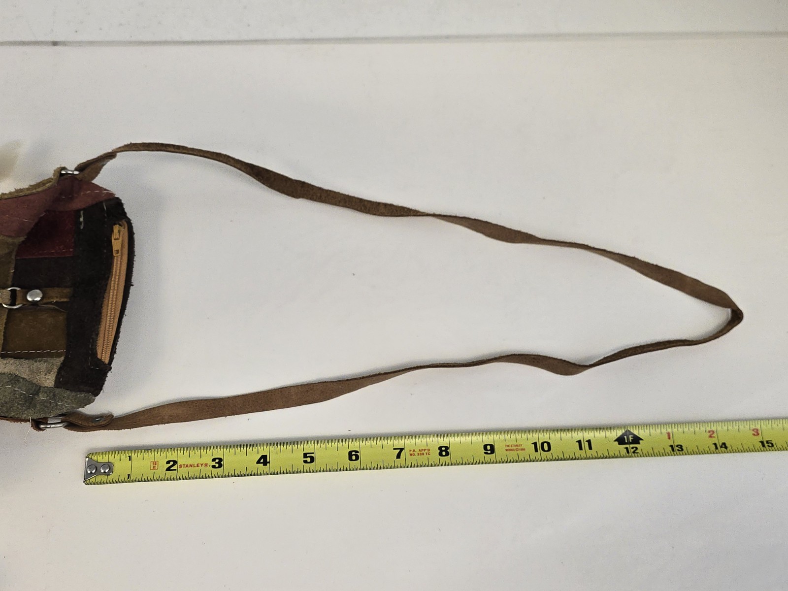 Small Suede Patchwork Multicolor  Purse W/ Feathe… - image 5