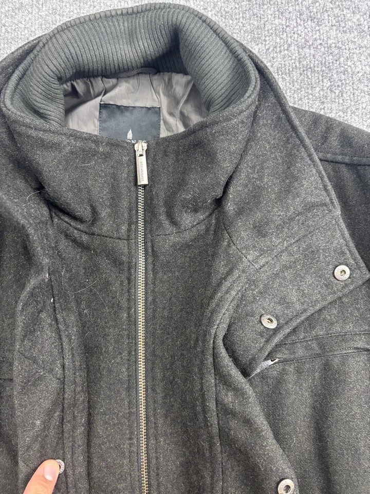 Chaqueta antiniebla London para hombre grande mezcla de lana carbón cremallera soporte a presión cuello bolsillos Foto 3 de 4