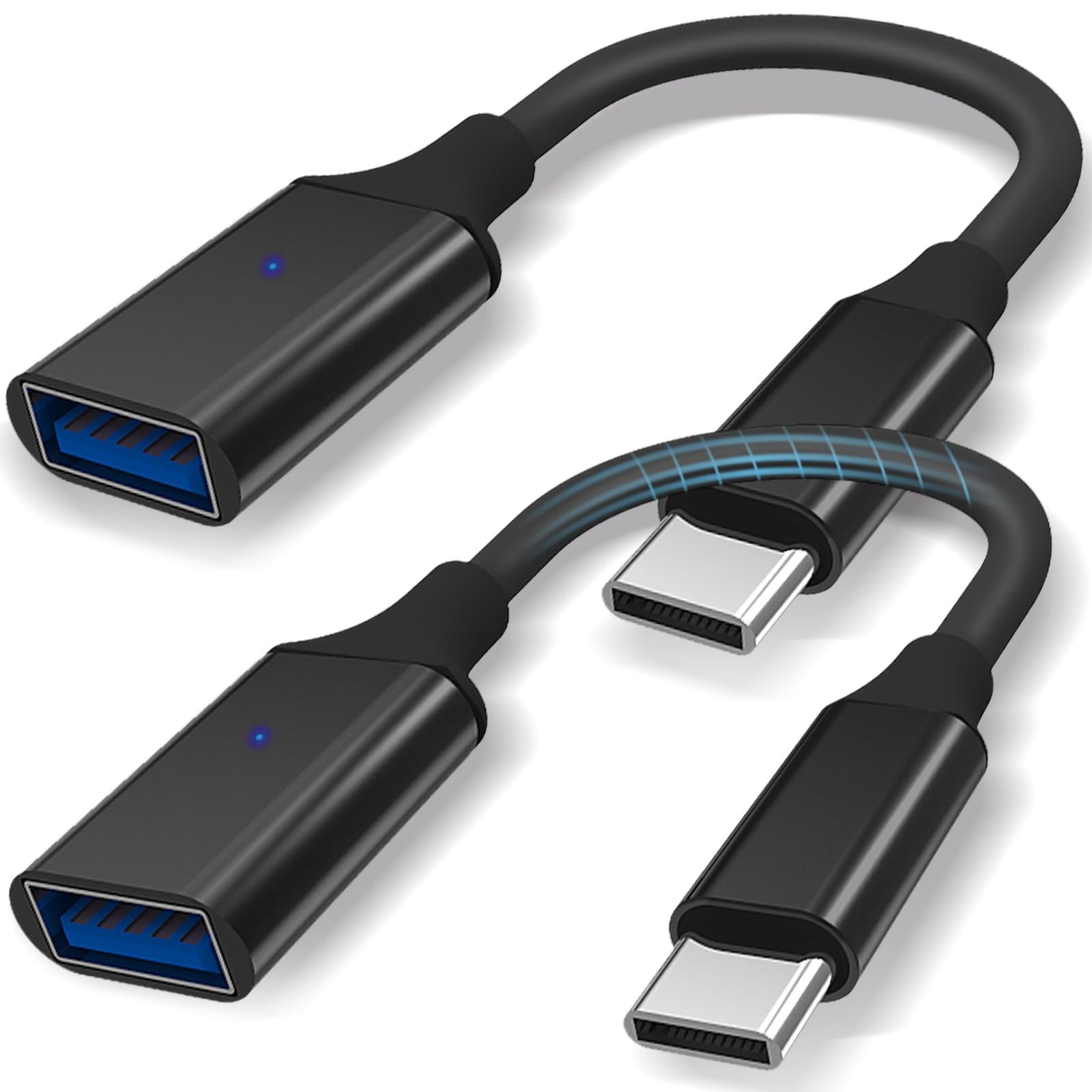 USB C to USB 3.0 Adapter 2 Pack - Type C Male to Female OTG Cable for Thunderbolt