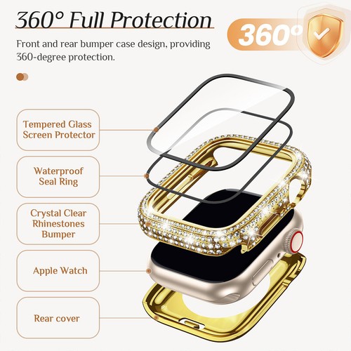 Bling PC Bumper Case Cover do Apple Watch Series 10 9 8 7 6 5 40/41/45/49/46MM - Zdjęcie 9 z 20