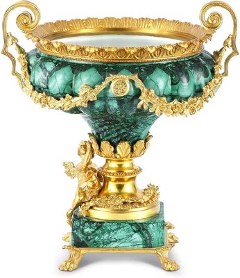 Cherub Porcelain and Bronze Vase in Refined Classic Green Motif, 16''x15''x12'' Jar