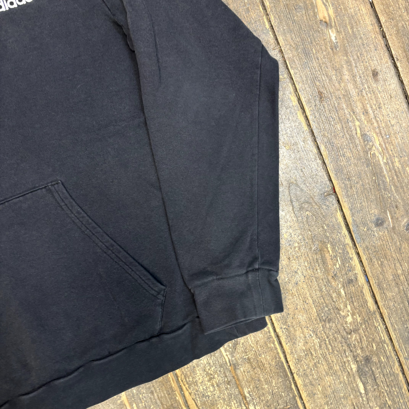Adidas Hoodie Mens Heavyweight Y2K Embroidered Pull Over Sweatshirt, Black Large image 5
