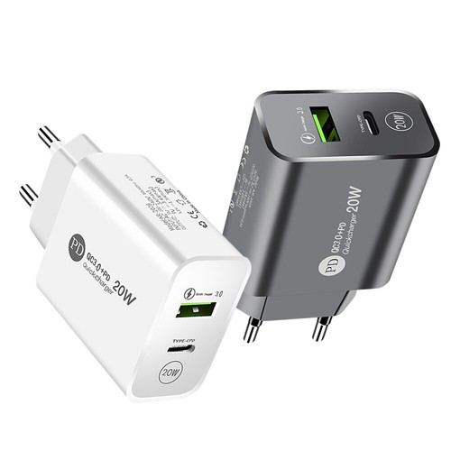 20W Dual USB Typ-C Wand Schnellladegerät PD Netzteil EU Stecker - Bild 1 von 15