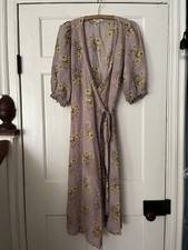 Madewell Floral Lavender Wrap Dress Linen Blend Long Sleeve XXS