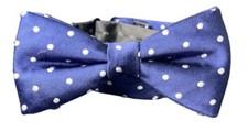 UNBRANDED Youth Boys Adjustable Navy White Polka Dot Bow Tie Size 14 1/2