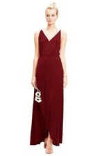 NEW ANTHROPOLOGIE BHLDN SZ S TWOBIRDS LILY WRAP MAXI DRESS IN BURGUNDY