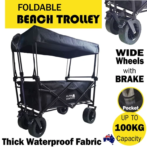 Collapsible Folding Outdoor Beach Trolley Utility Wagon Camp Cart 97 x 52 x 98cm - Picture 1 of 10