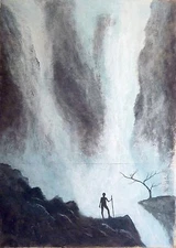 Original Landscape Painting on Paper Grand Fall