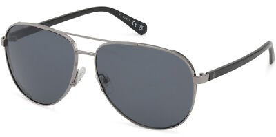 Guess Polarized Men's Shiny Gunmetal Aviator Sunglasses GU00140