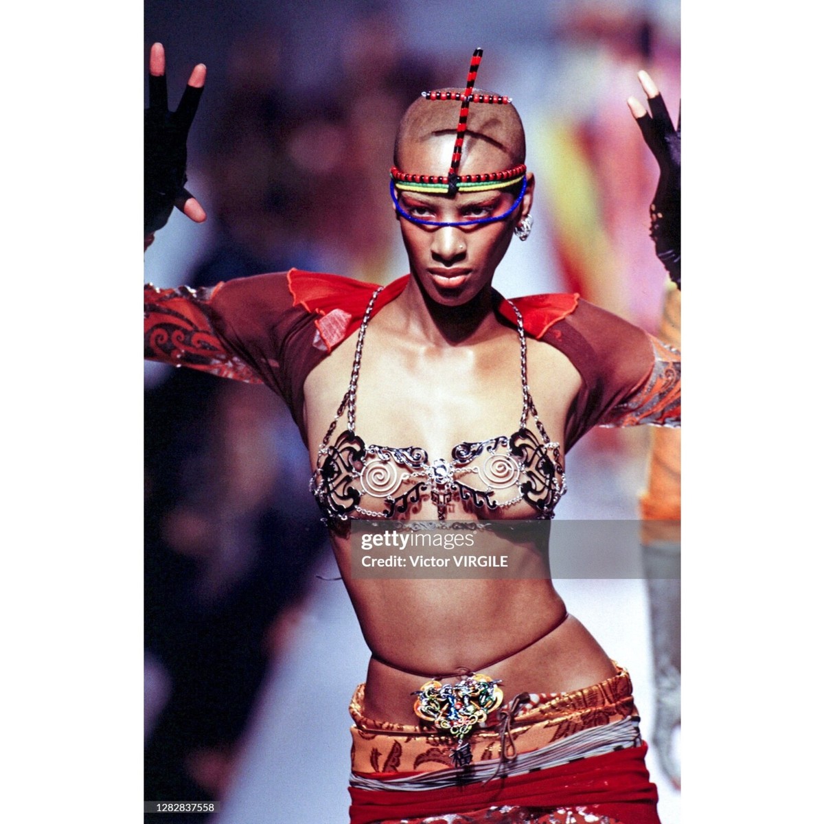 JEAN PAUL GAULTIER Spring Summer 1996 Cyberbaba Mesh Cropped JEAN PAUL GAULTIER Spring Summer 1996 Cyberbaba Mesh Cropped