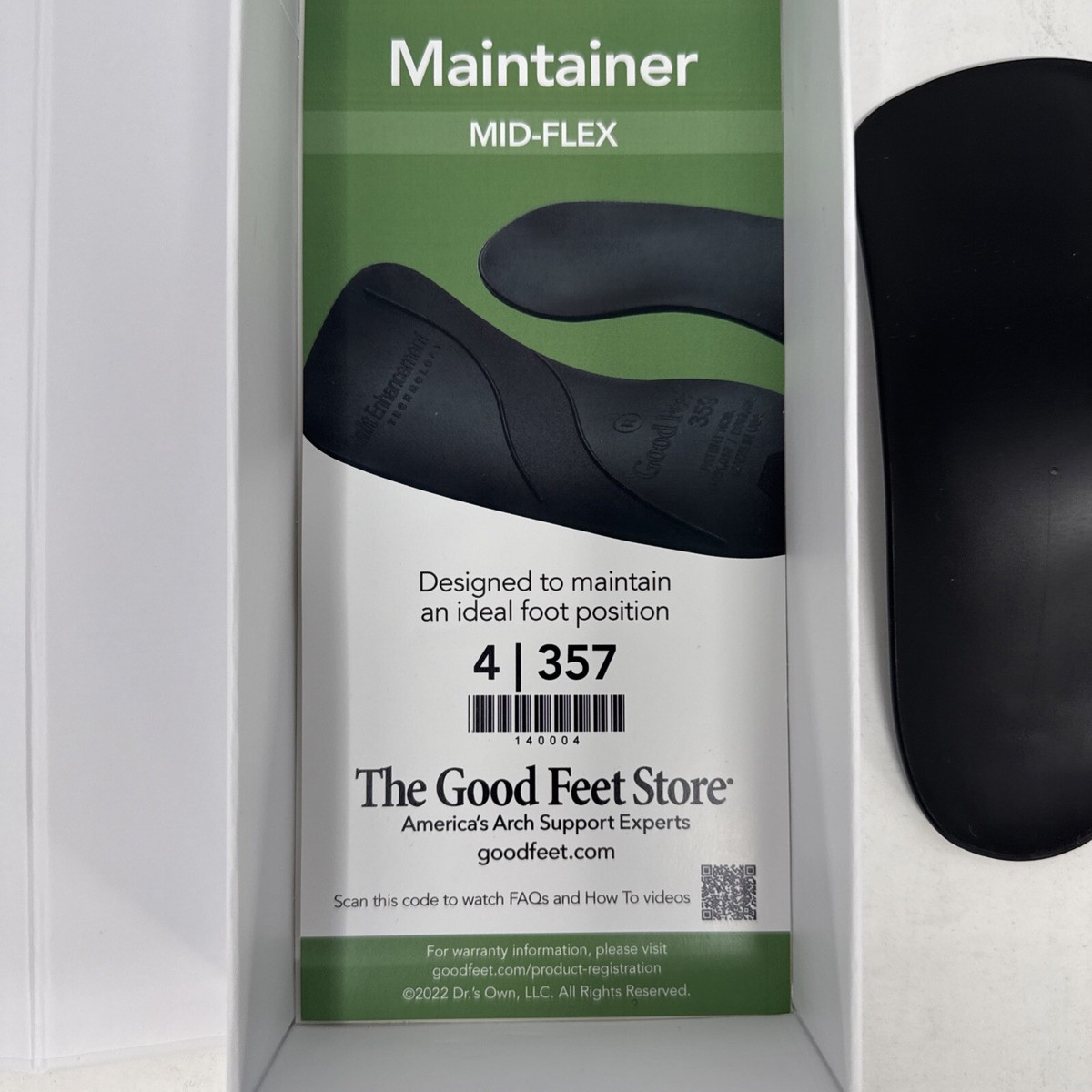 The Good Feet Store Arch Support Insert Maintainer Mid Flex Black 357