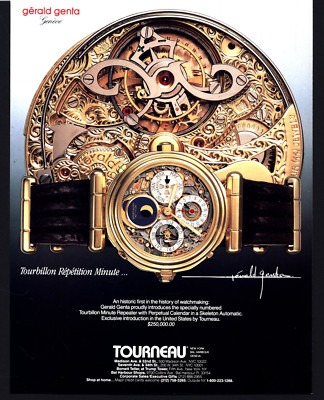 1989 GERALD GENTA TOURBILLON REPETITION MINUTE PERPETUAL CALENDAR WATCH PRINT AD