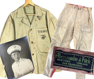 希少 40s N3 HBT パンツ月桂樹 usn n-3 p41 p47 p44 WW2 40s USMC P-41 HBT 3 Pocket Jacket Named Herringbone