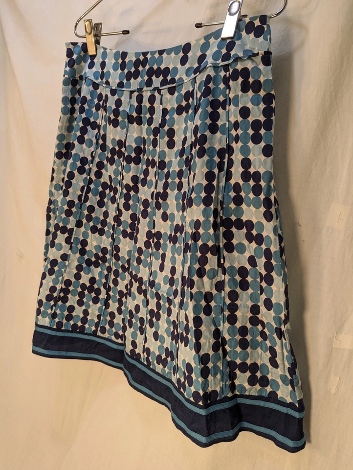 Falda Ann Taylor Mujer 6 Azul Acampanada Cremallera Lateral Algodón Forrada Hasta la Rodilla Fiesta Foto 4 de 4