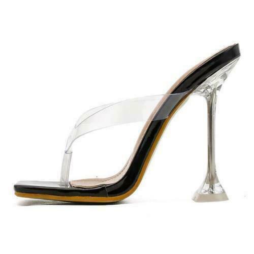 Mujer Tanga Zapatillas Transparente PVC Sandalias Sexy Fiesta Tacones Altos Verano Lo último - Imagen 7 de 14