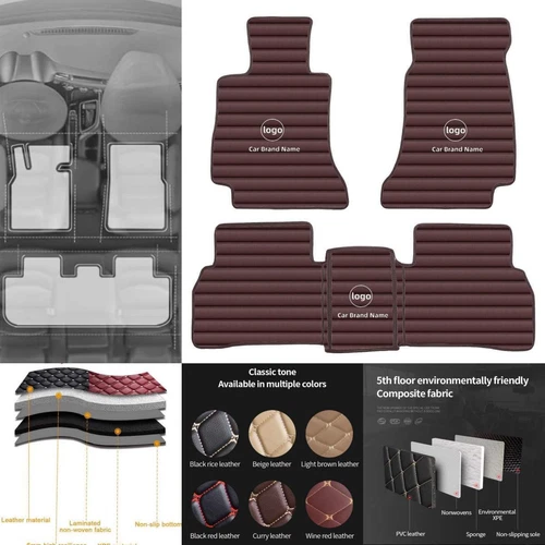 For Fiat 500/500L/500X Car Floor Mats Custom Waterproof PU Leather Carpets Rugs - Imagen 10 de 38