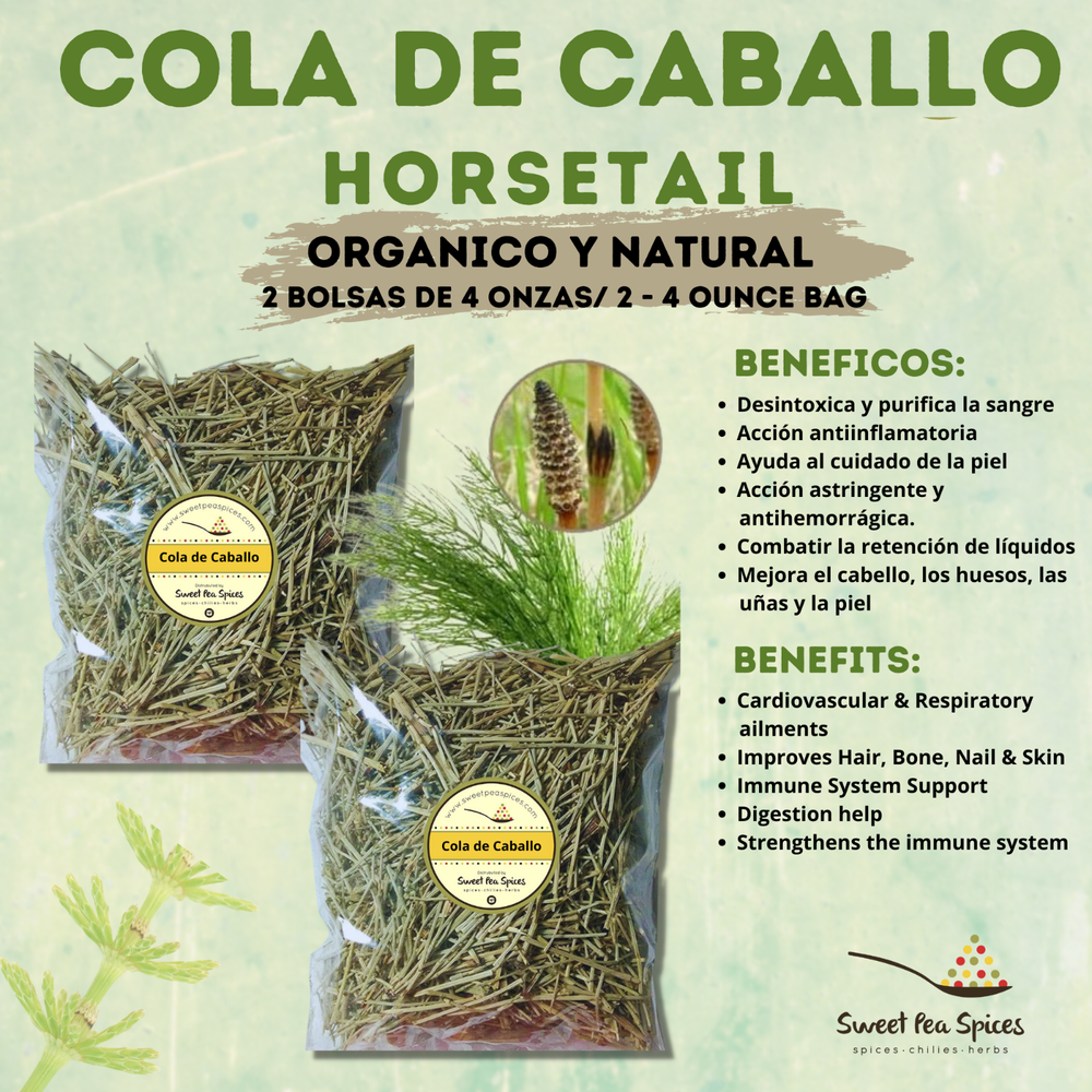 Cola de Caballo Horsetail Tea combate retencion de liquidos 8 oz(2 de 4oz)-227g.