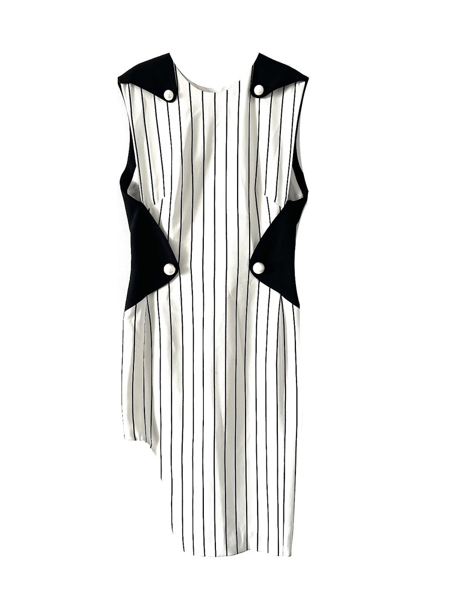 Mugler Black & White Striped Crepe Dress Size 40 Iconic Designer Silhouette | eBay Mugler Black & White Striped Crepe Dress Size 40 Iconic Designer Silhouette | eBay