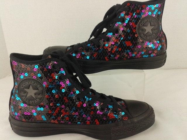 sequin converse high tops black