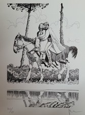 Milo Manara Fellini stampa litografia  Lo Sceicco bianco