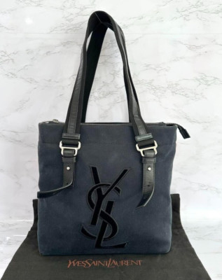 Yves Saint Laurent rive gauche KAHALA Navy Canvas Black Leather