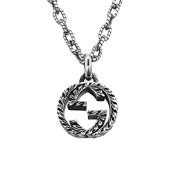 Gucci necklace GUCCI men gap Dis interlocking G pendant silver