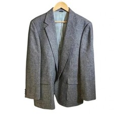 VGT Haggar Men's 100 Pure Wool Sport Blazer Jacket Front Button/Pockets Grey 44