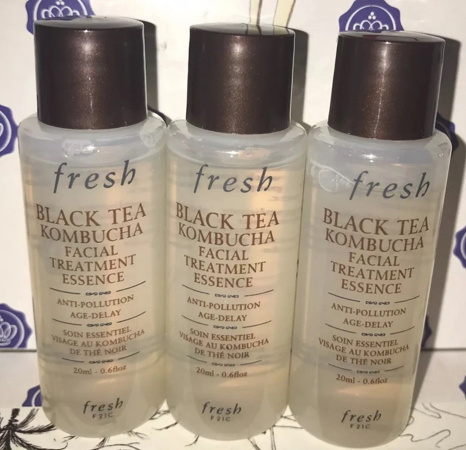 3X Fresh Black Tea Kombucha Facial Treatment Essence Mini .6oz/20ml Each Lot  - Image 2 of 4