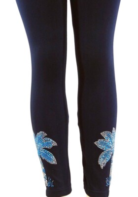 Palm Tree Palm Leggings Plus One Size Leggings Rhinestone