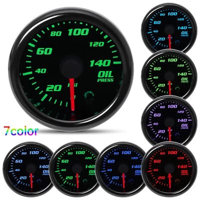 52mm 2'' 7 Colors Universal Auto Car LED PSI Oil Press Gauge Oil Pressure Meter - Image 1 of 4