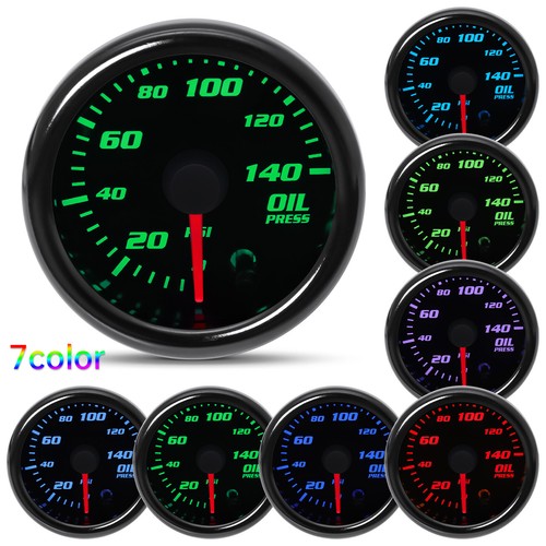 52mm 2'' 7 Colors Universal Auto Car LED PSI Oil Press Gauge Oil Pressure Meter  - Photo 1/12