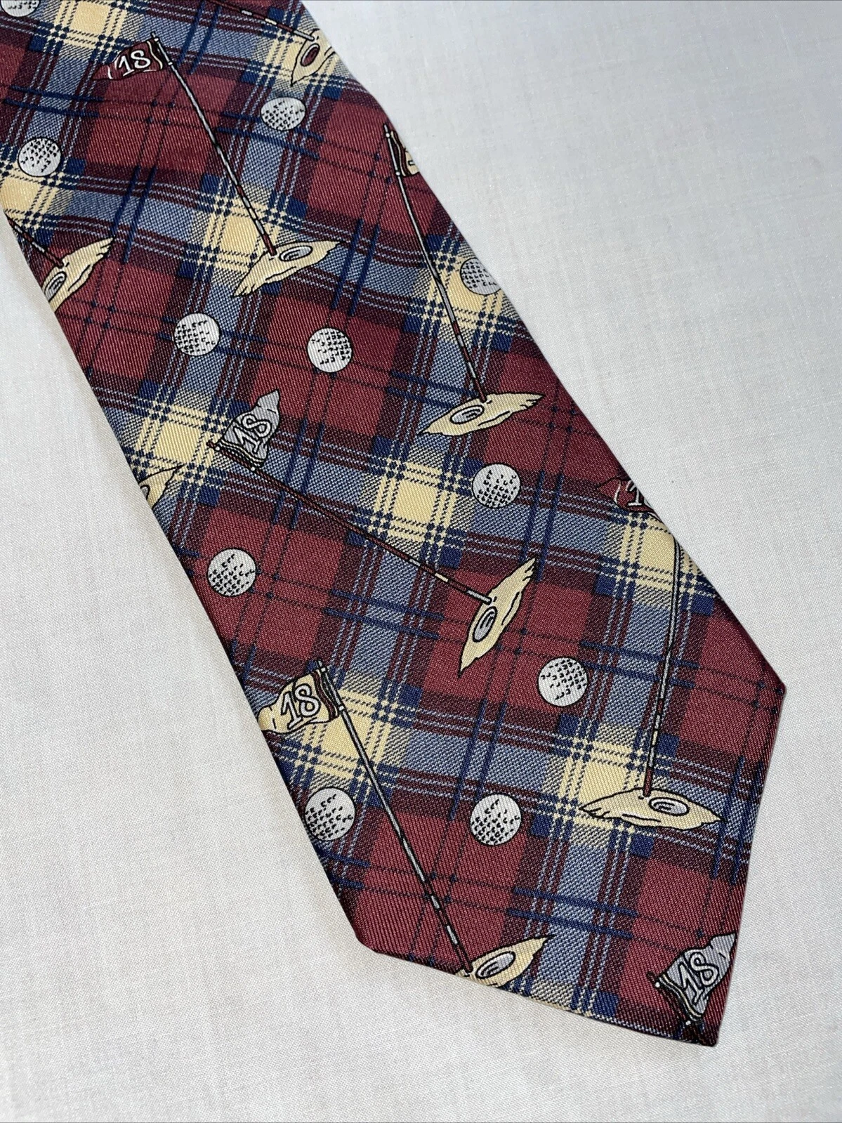 Cravatta abito uomo Christian Dior taglia 56” multicolore a quadri motivo golf business