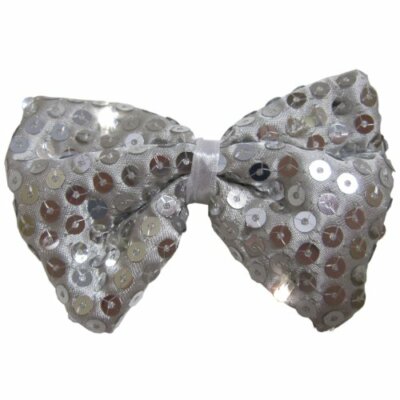 Sequin Bow Tie Adult Silver Sequin Bow Tie Adult Silver