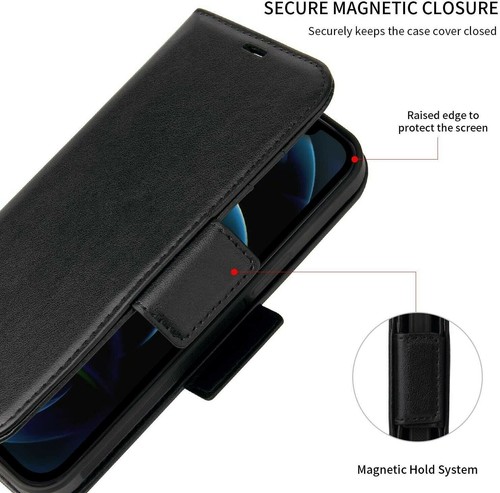 iPhone 12 Pro Max leather Case, Magnetic Protective Flip Cover with Card Holder - Picture 25 of 27