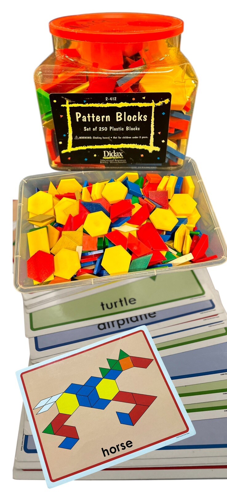 Didax Math Learning Skills 250 & 500 Pattern Blocks with Mats for Homeschool or Classroom Teachers  
