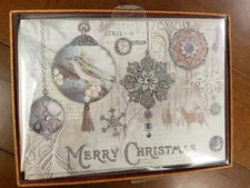 Punch Studio 14975 Box 15 Embellished Christmas Cards Ornaments Glitter NWT