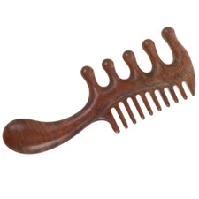 Wood Scalp Comb Five Tooth Round Head Massage Comb for
