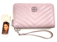 NEW DAISY FUENTES MAUVE,BLOSSOM STITCHING DESIGN,LEATHERETTE WALLET WRISTLET,BAG