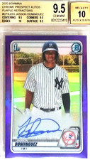 Jasson Dominguez 2020 Bowman Chrome Purple Refractor AUTO SP# 139/250 BGS 9.5 