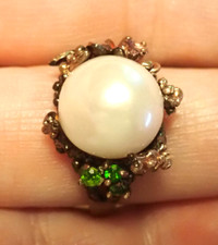 Natural Pearl 925 Sterling Silver Ring Size 8
